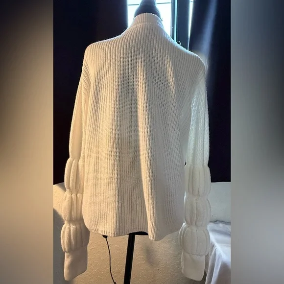 VENUS Cream Cowl Neck Sweater with Textured Sleeves - Picture 5 of 14